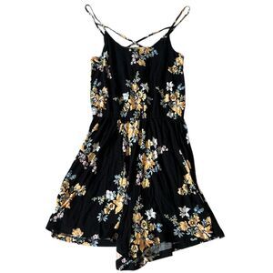 H&M Black Strappy Floral Romper